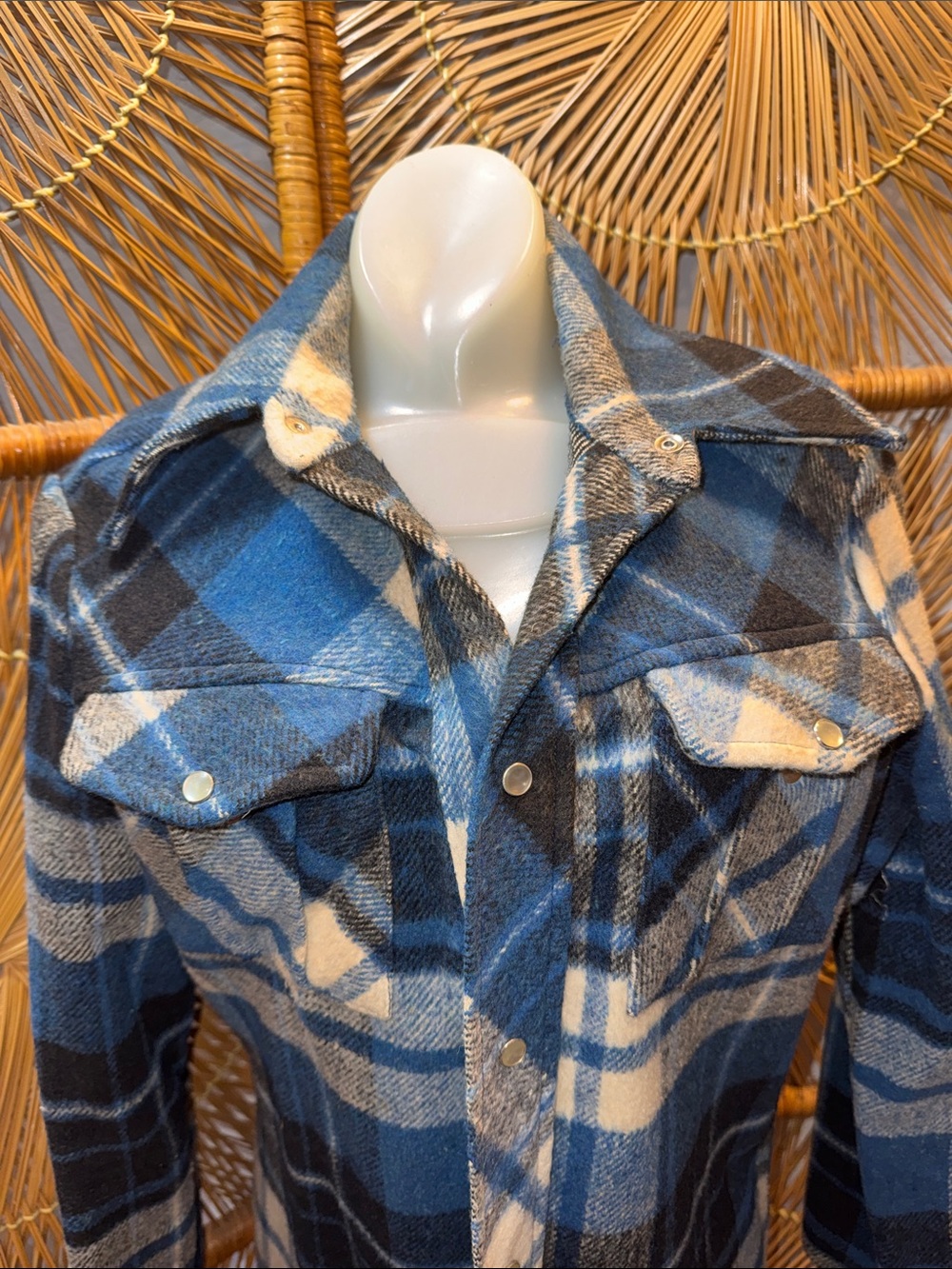 Vintage Rockabilly Pearl Snap Jacket Western Plaid sz 38 Tregos Westernwear